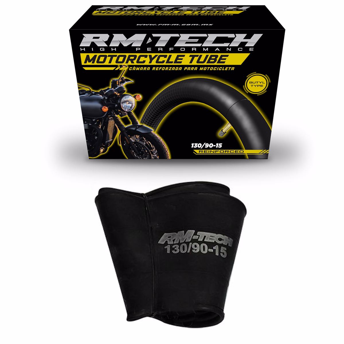 CAMARA DE BUTILO RMTECH PRES. EN CAJA 130/90-15 TR4-ON (VALVULA RECTA)