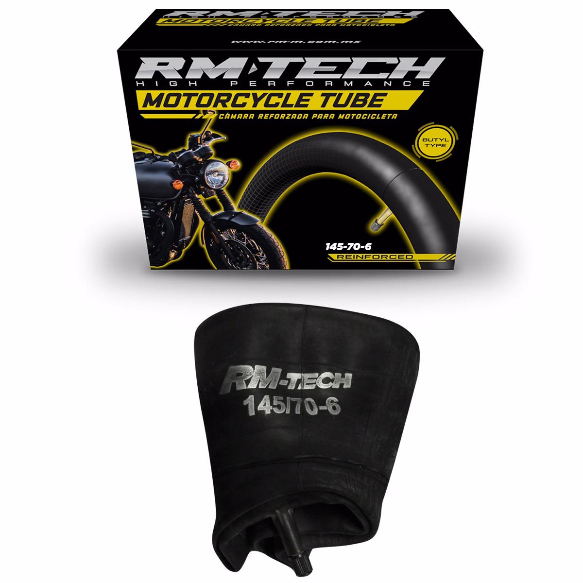CAMARA DE BUTILO RMTECH PRES. EN CAJA 145/70-6 TR-13 (VALVULA RECTA)