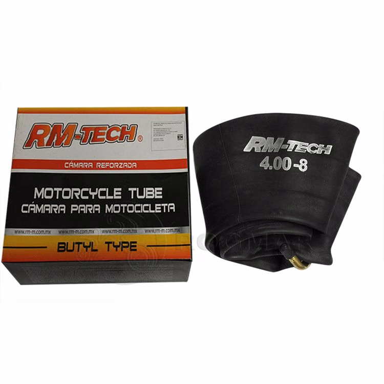 CAMARA DE BUTILO RMTECH PRES. EN CAJA 4.00-8 TR-87 (VALVULA CURVA) (DE 1 A 9 PIEZAS )