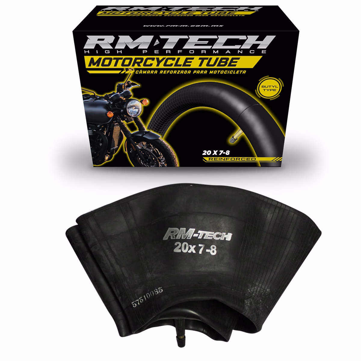 CAMARA DE BUTILO RMTECH PRES. EN CAJA 20X7-8 TR-13 (VALVULA RECTA)