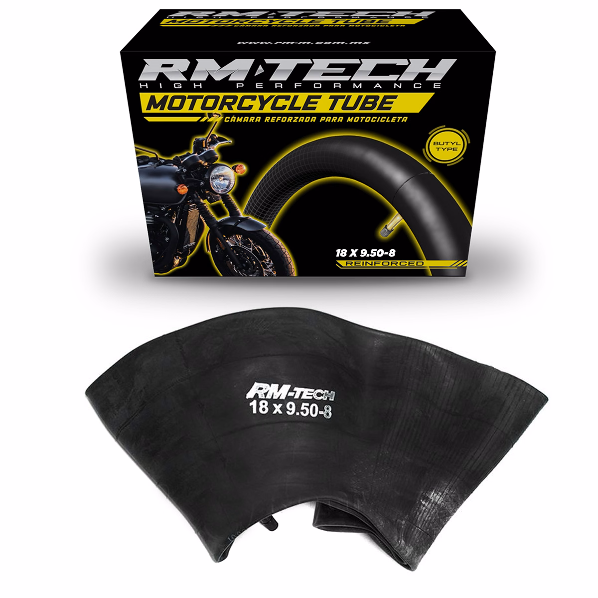 CAMARA DE BUTILO RMTECH PRES. EN CAJA 18X9.5-8 TR-13 (VALVULA RECTA)