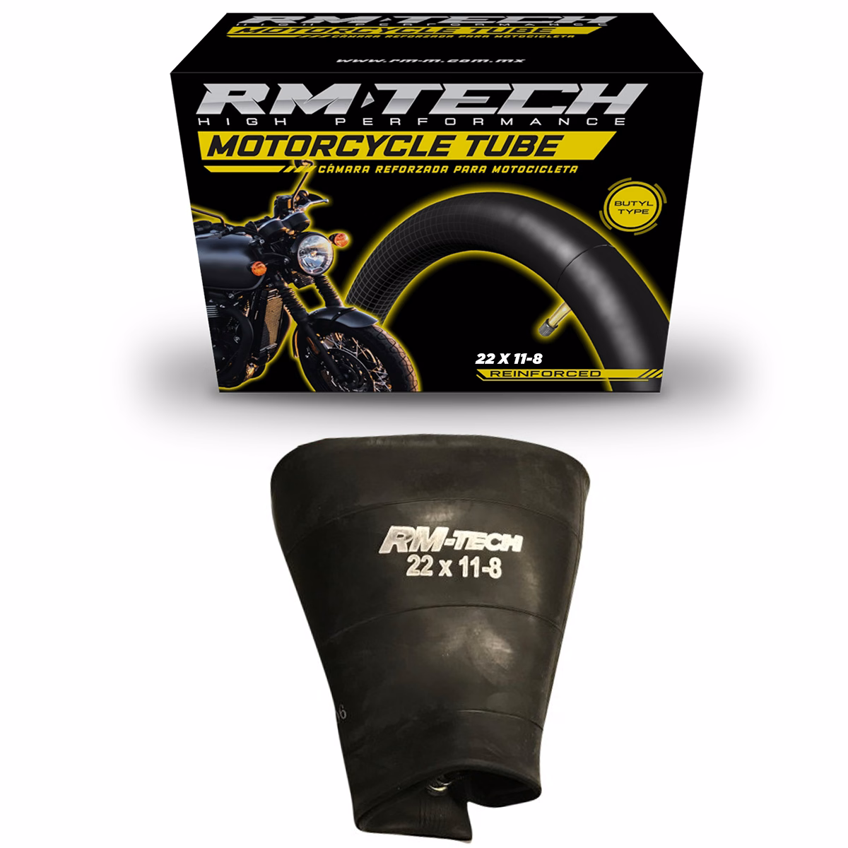 CAMARA DE BUTILO RMTECH PRES. EN CAJA 22X11-8 TR6 (VALVULA RECTA)