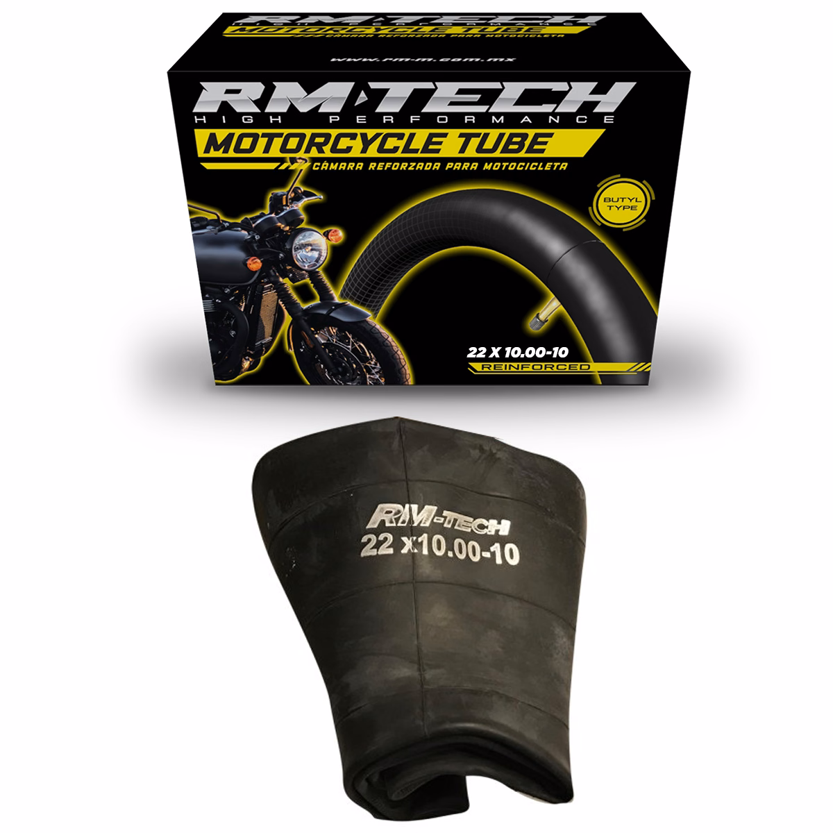 CAMARA DE BUTILO RMTECH PRES. EN CAJA 22X10-10 TR6 (VALVULA RECTA)