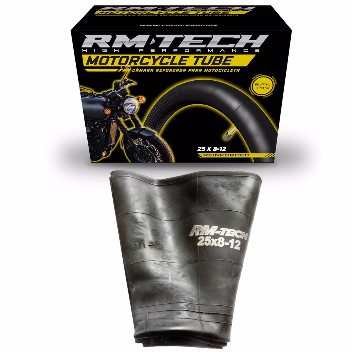 CAMARA DE BUTILO RMTECH PRES. EN CAJA 25X8-12 TR6 (VALVULA RECTA)
