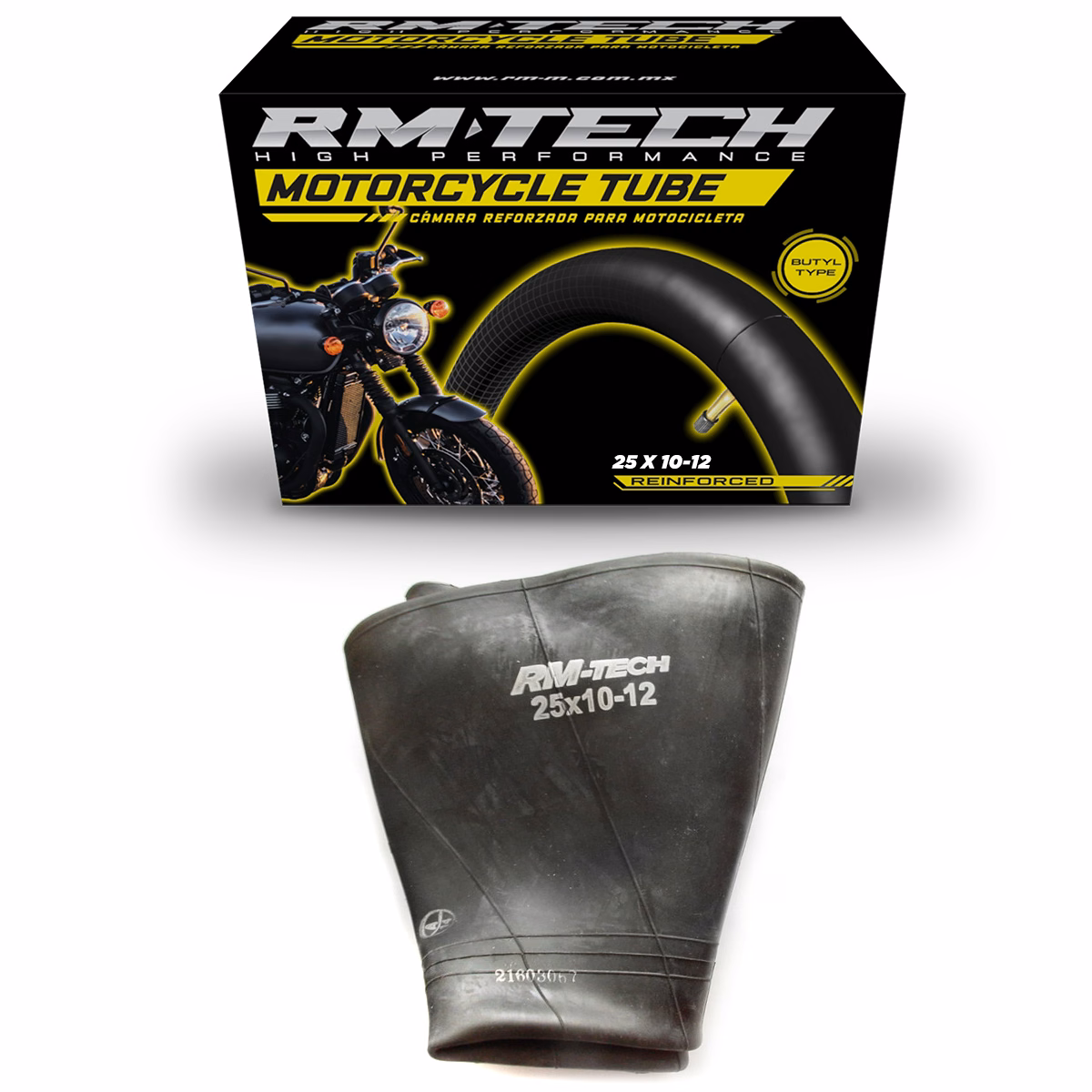 CAMARA DE BUTILO RMTECH PRES. EN CAJA 25X10-12 TR6 (VALVULA RECTA)