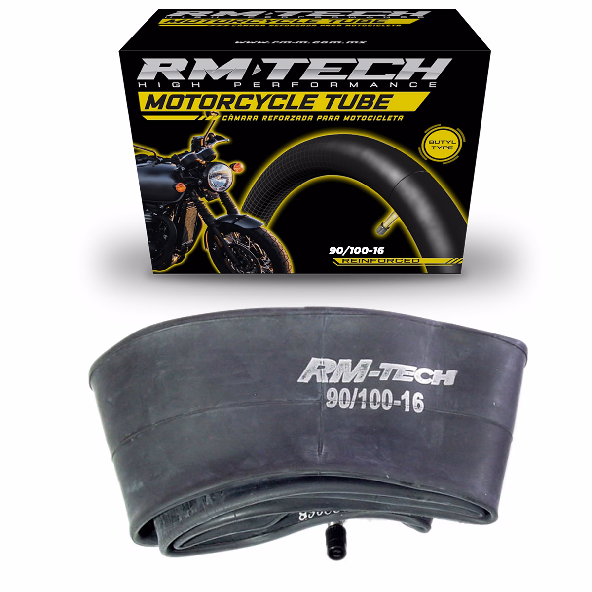 CAMARA DE BUTILO RMTECH PRES. EN CAJA 90/100-16 TR4 (VALVULA RECTA)