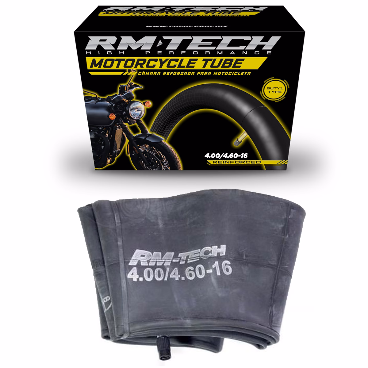 CAMARA DE BUTILO RMTECH PRES. EN CAJA 4.00/4.60-16 TR4 (VALVULA RECTA)