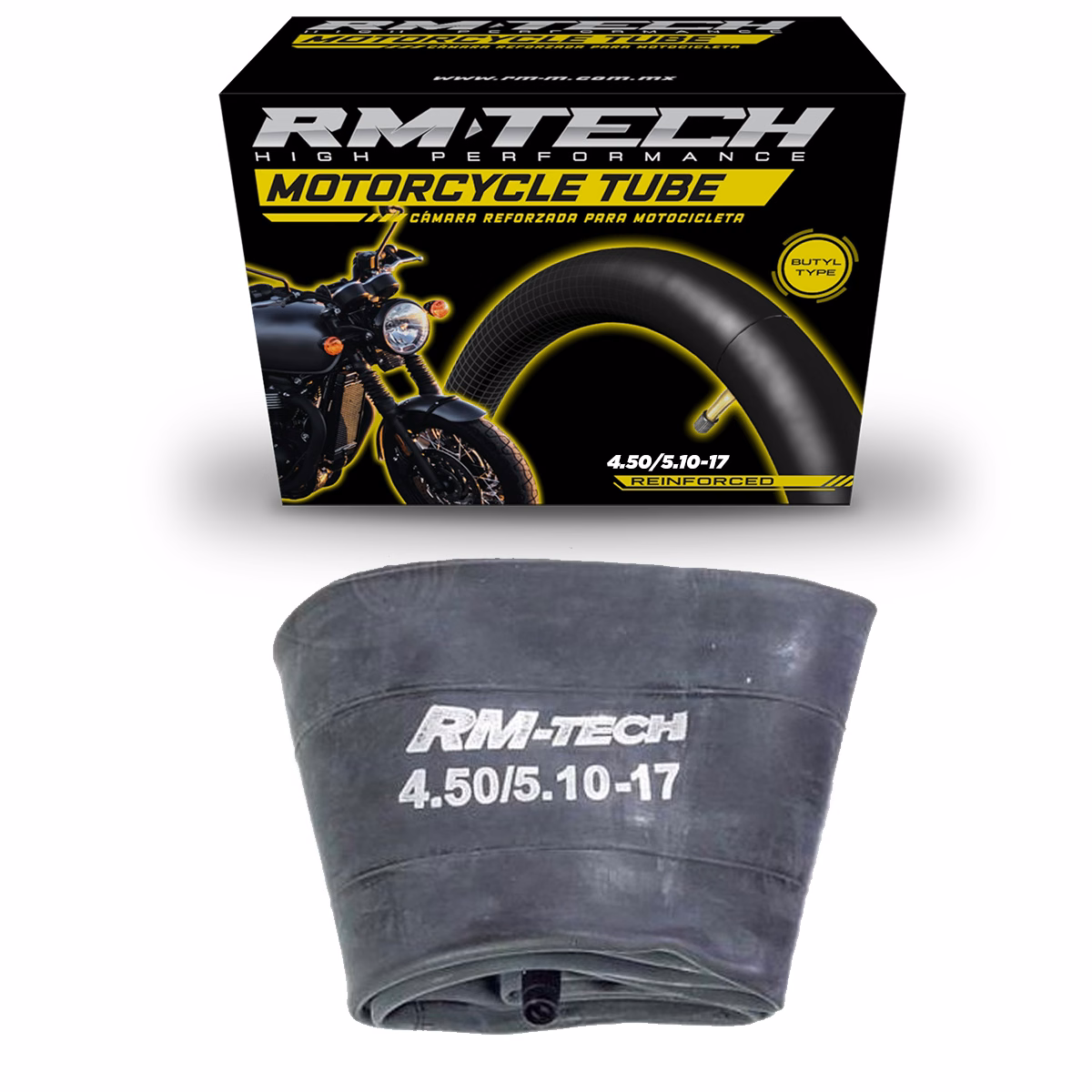 CAMARA DE BUTILO RMTECH PRES. EN CAJA 4.50/5.10-17 TR4 (VALVULA RECTA)