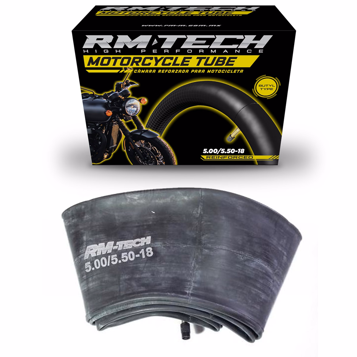 CAMARA DE BUTILO RMTECH PRES. EN CAJA 5.00/5.50-18 TR4 (VALVULA RECTA)