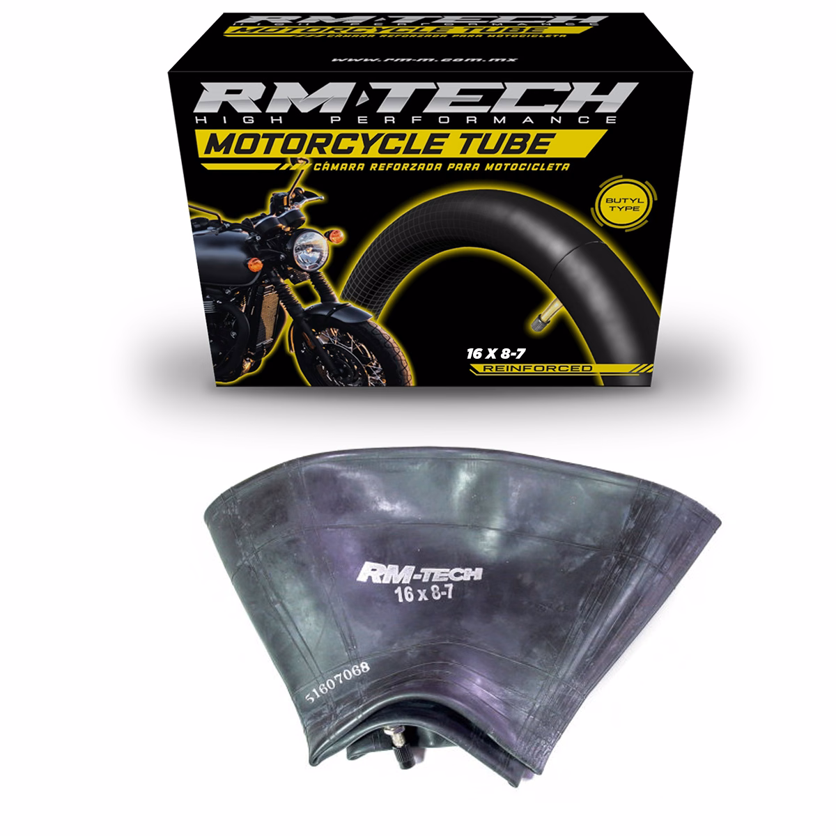 CAMARA DE BUTILO RMTECH PRES. EN CAJA 16X8-7 TR6 (VALVULA RECTA)