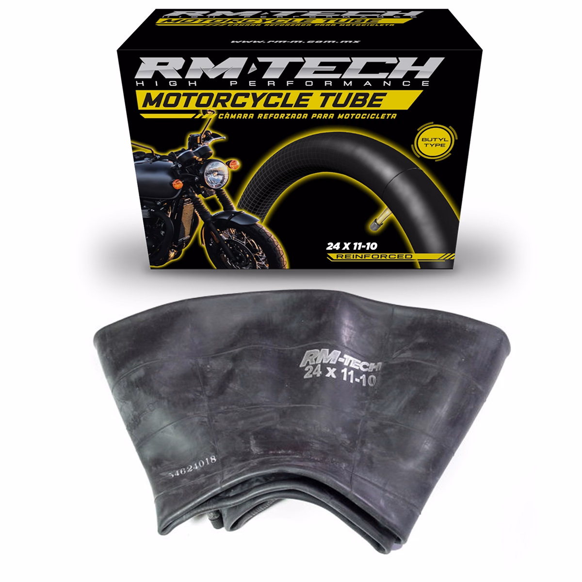 CAMARA DE BUTILO RMTECH PRES. EN CAJA 24X11-10 TR-13 (VALVULA RECTA)