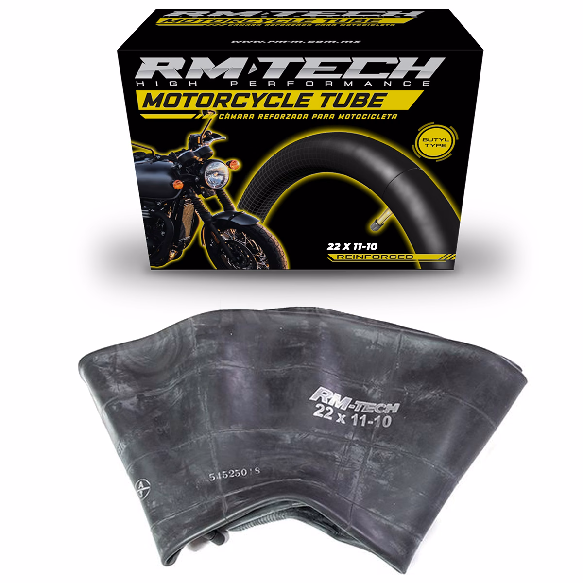 CAMARA DE BUTILO RMTECH PRES. EN CAJA 22X11-10 TR-13 (VALVULA RECTA)