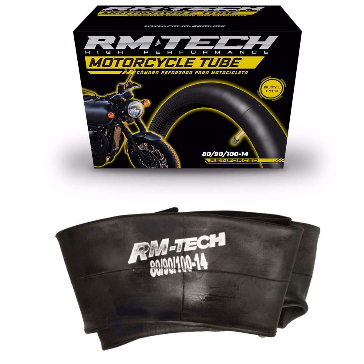 CAMARA DE BUTILO RMTECH PRES. EN CAJA 80/90/100-14 TR4 (VALVULA RECTA)