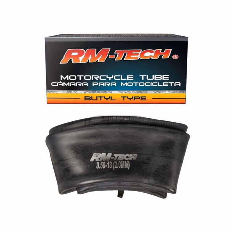 CAMARA DE BUTILO RMTECH PRES. EN CAJA 3.50-18 (2.00MM) HEAVY DUTY TR6 (VALVULA RECTA)