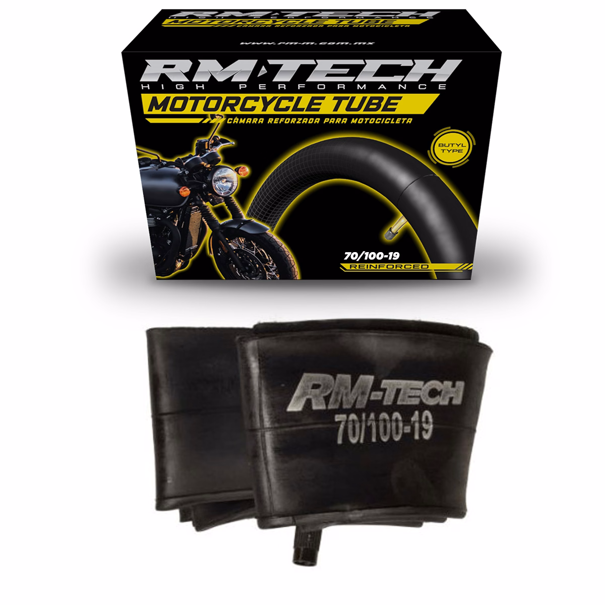 CAMARA DE BUTILO RMTECH PRES. EN CAJA 70/100-19 TR4 (VALVULA RECTA)
