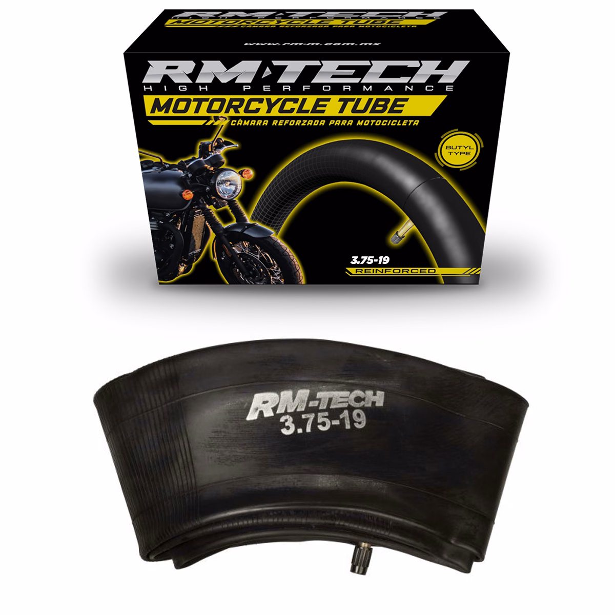 CAMARA DE BUTILO RMTECH PRES. EN CAJA 3.75-19 TR4 (VALVULA RECTA)