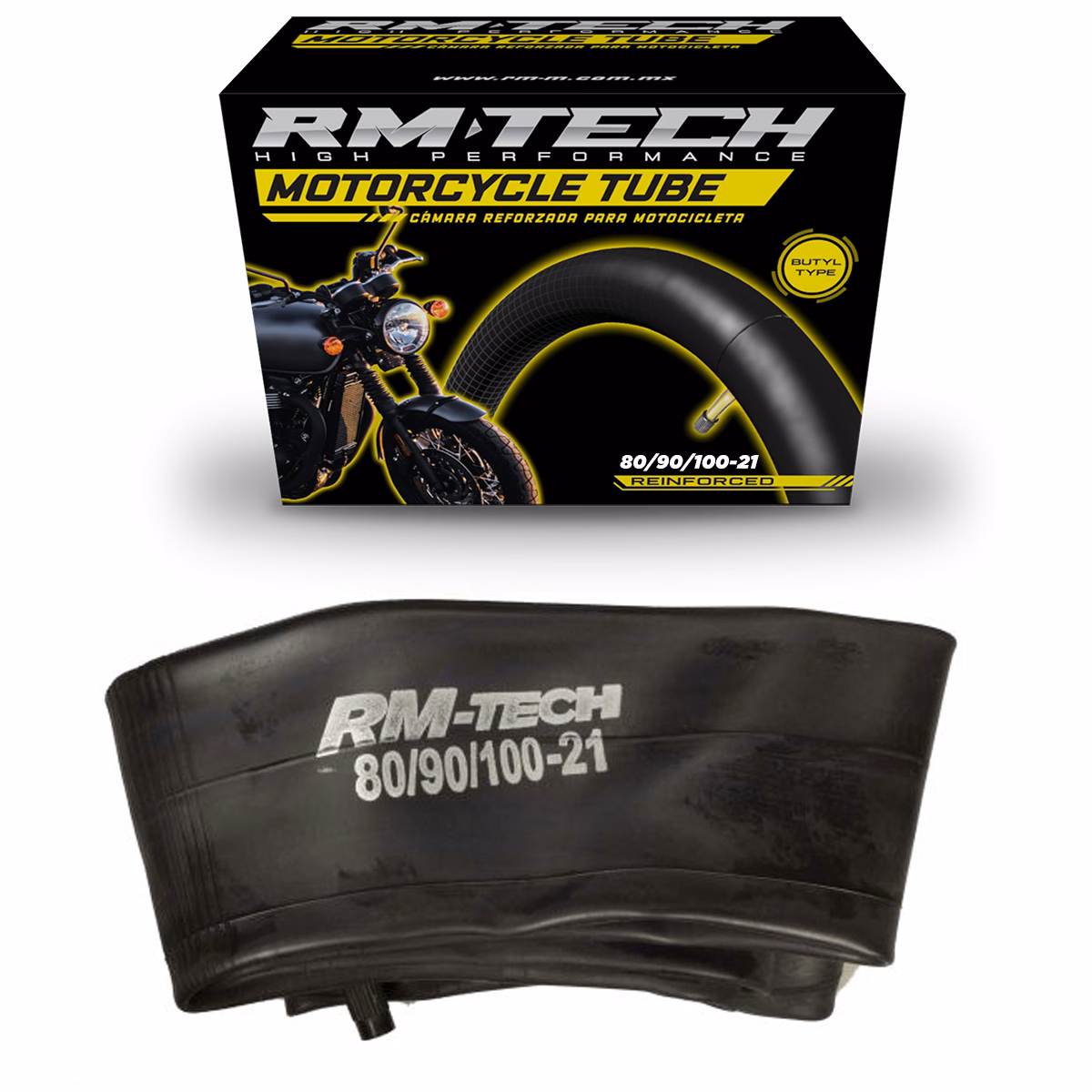 CAMARA DE BUTILO RMTECH PRES. EN CAJA 80/90/100-21 TR4 (VALVULA RECTA)