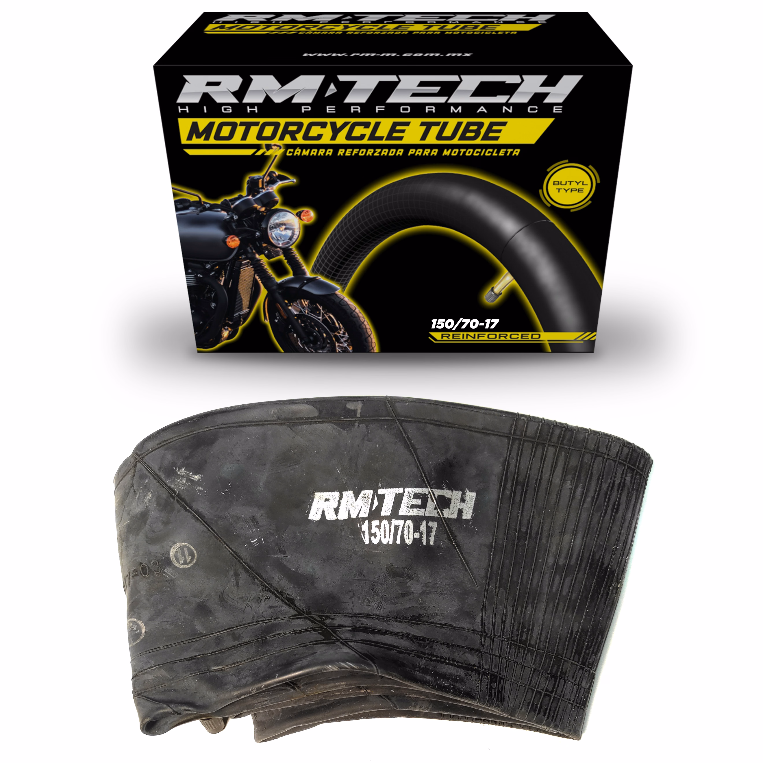 CAMARA DE BUTILO RMTECH PRES. EN CAJA 150/70-17 TR4 (VALVULA RECTA)
