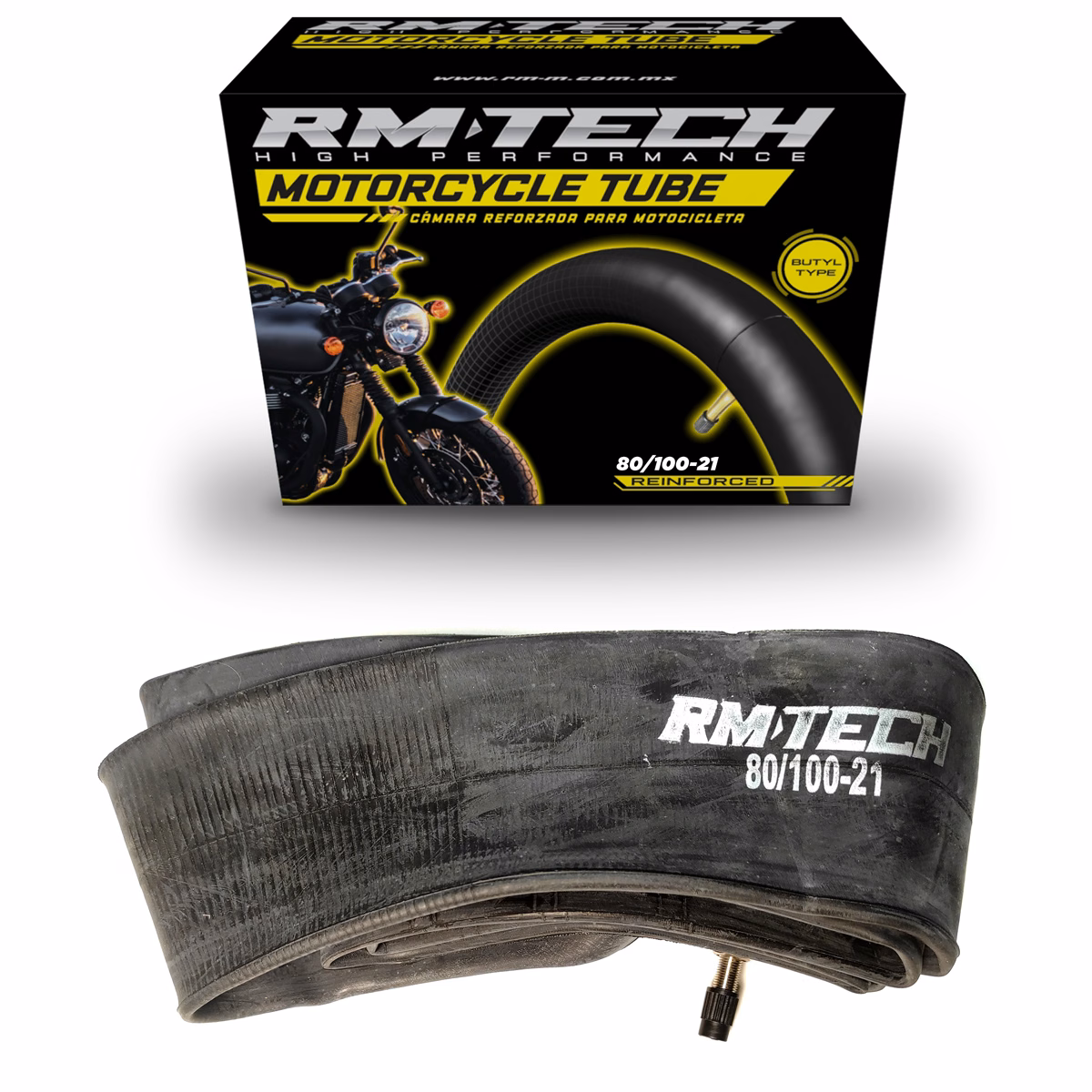 CAMARA DE BUTILO RMTECH PRES. EN CAJA 80/100-21 TR4 (VALVULA RECTA)