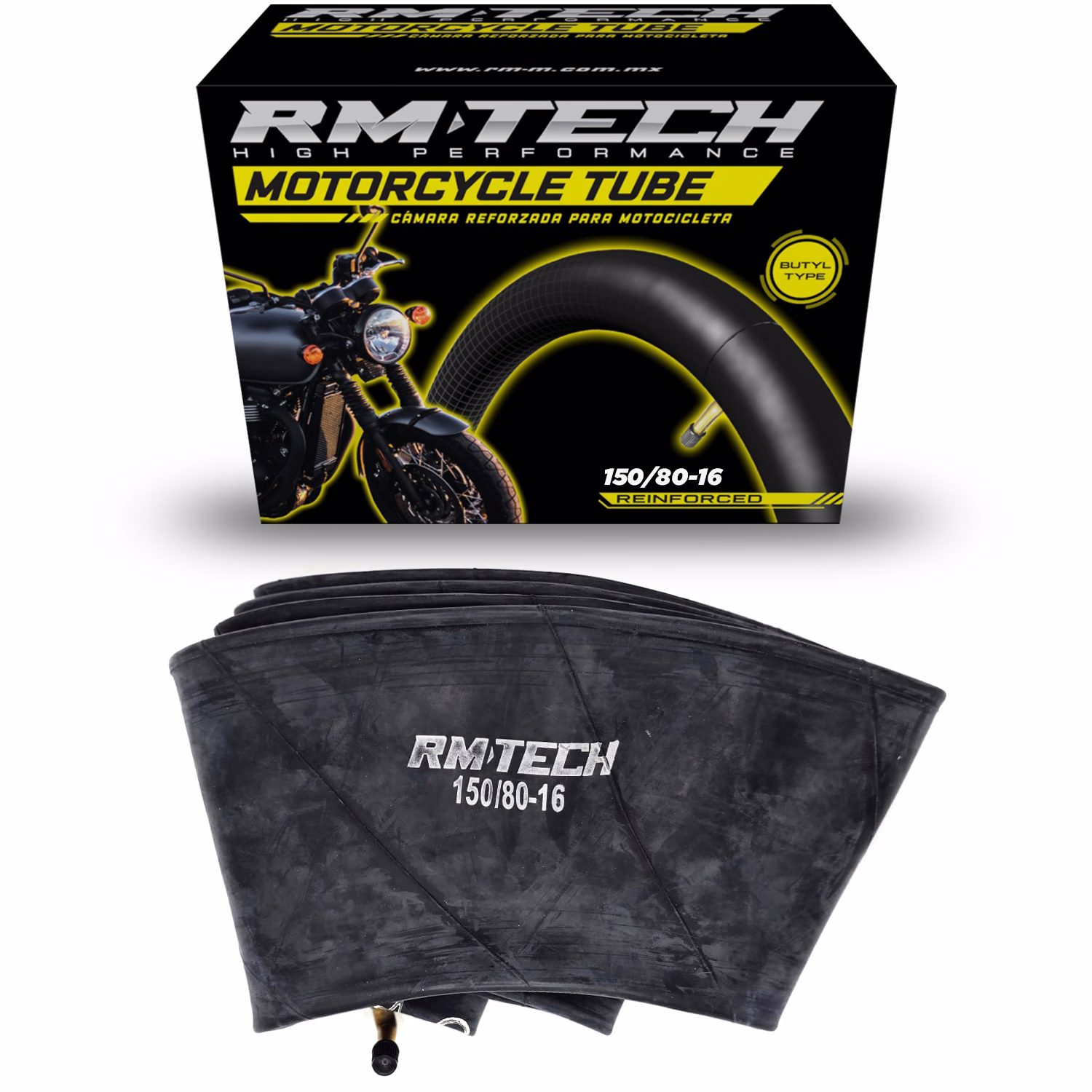 CAMARA DE BUTILO RMTECH PRES. EN CAJA 150/80-16 TR87 (VALVULA CURVA)