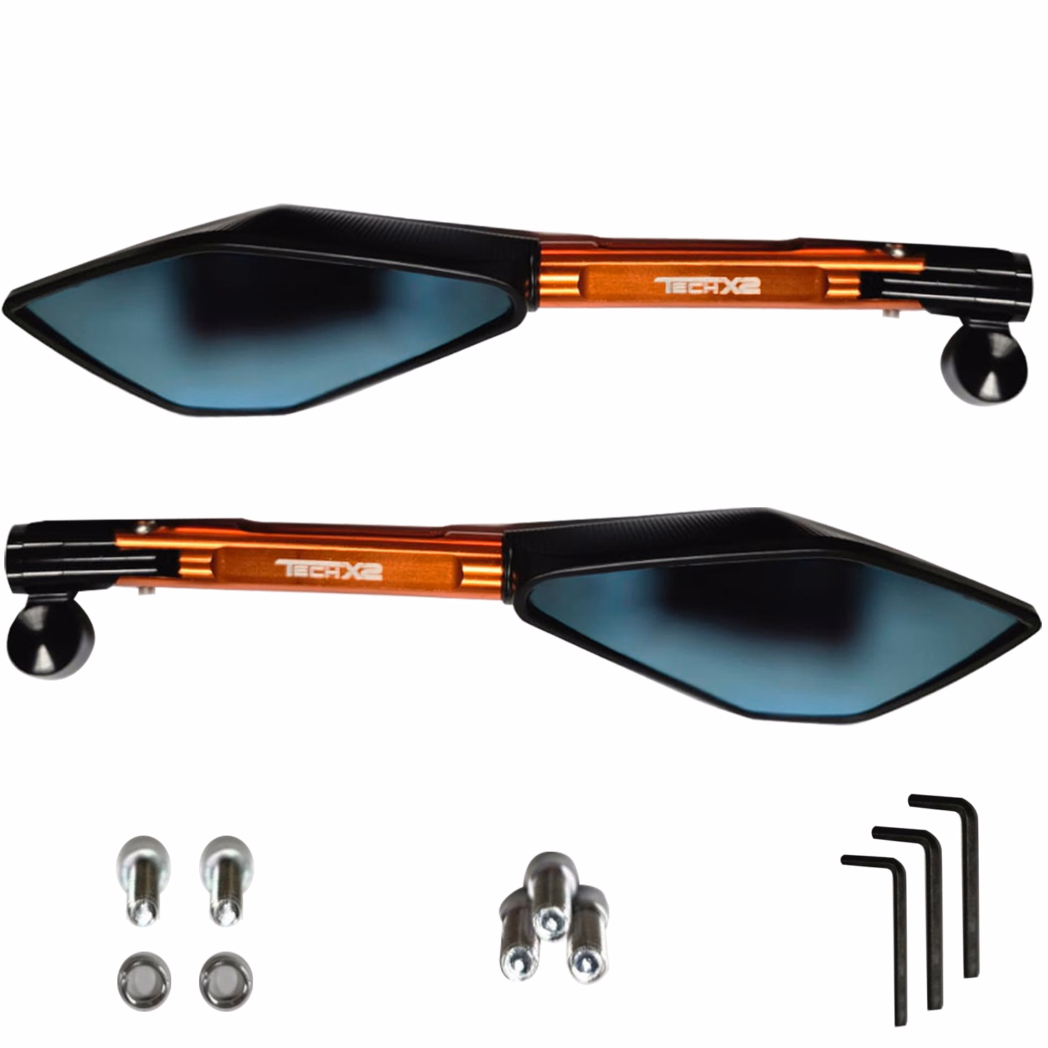 ESPEJOS NARANJAS ALUMINIO P/ DUKE 200, 790, 890 10MM (JUEGO)