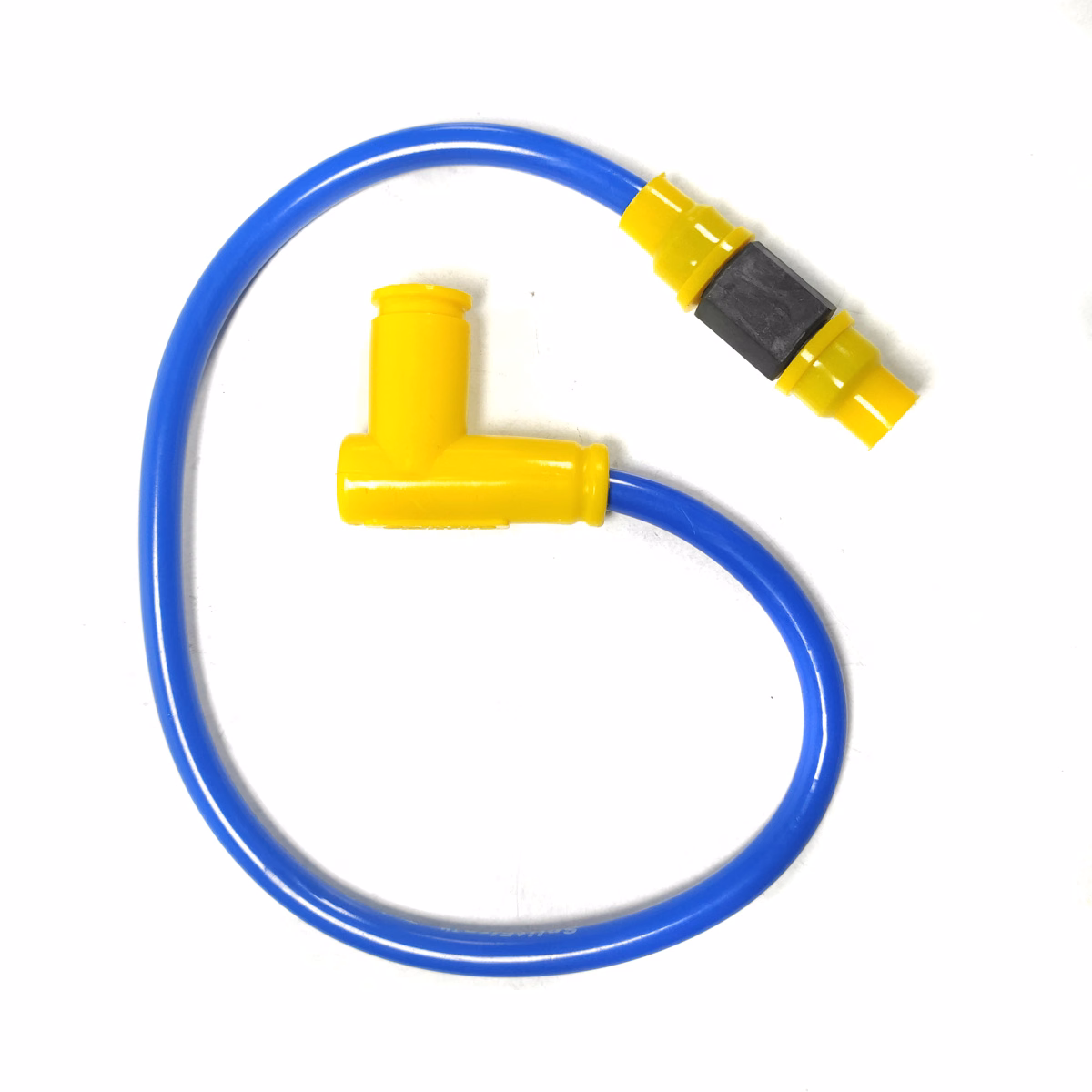 CABLE BUJIA 12V CAPUCHON 90° AMARILLO/AZUL
