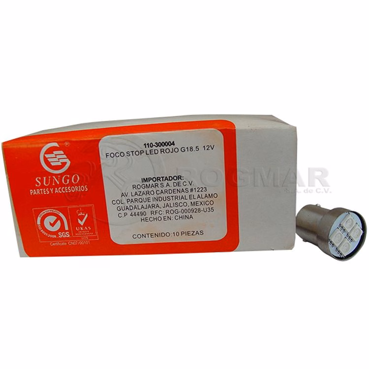 FOCO STOP LED ROJO 12V G18.5 ( VENTA MINIMA 10 PIEZAS ) ( PRECIO POR PIEZA )