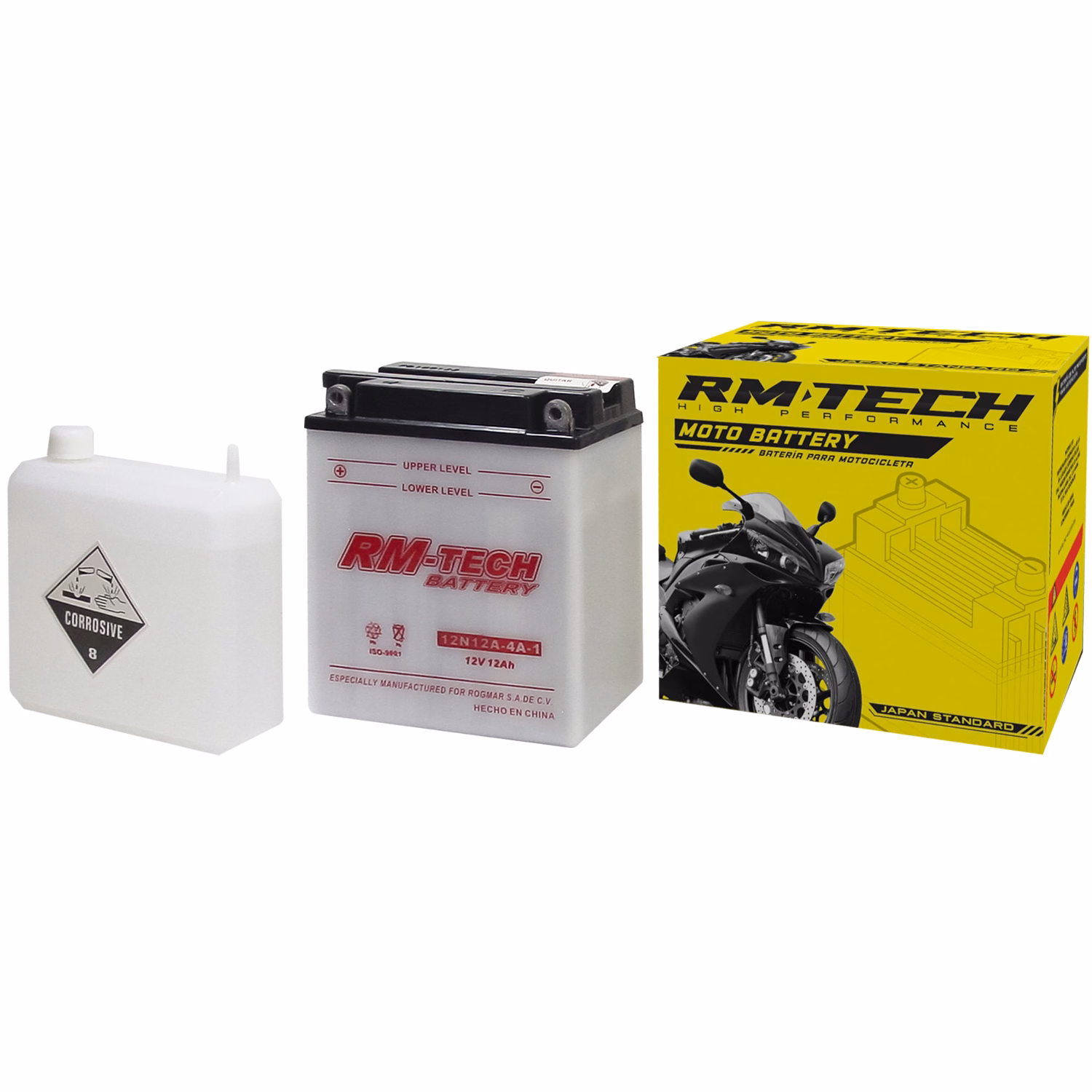 BATERIA RMTECH 12N12A-4A-1 C/ ACIDO ( 134L / 80W / 160H )