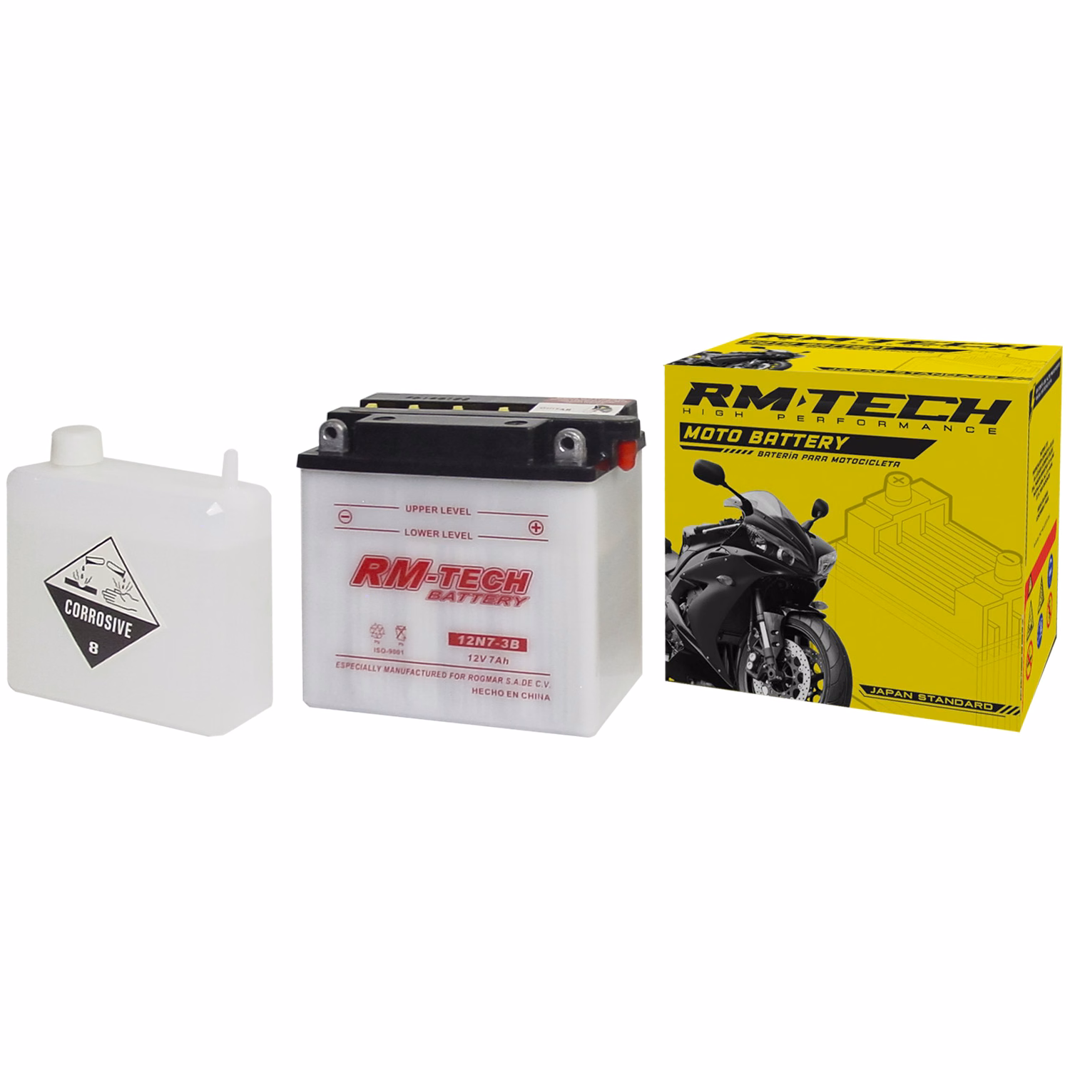 BATERIA RMTECH 12N7-3B C/ ACIDO ( 135L / 75W / 133H )