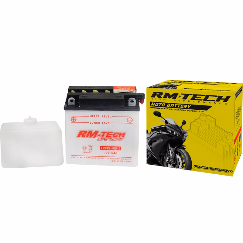 BATERIA RMTECH 12N9-4B-1 C/ ACIDO ( 135L / 75W / 139H )