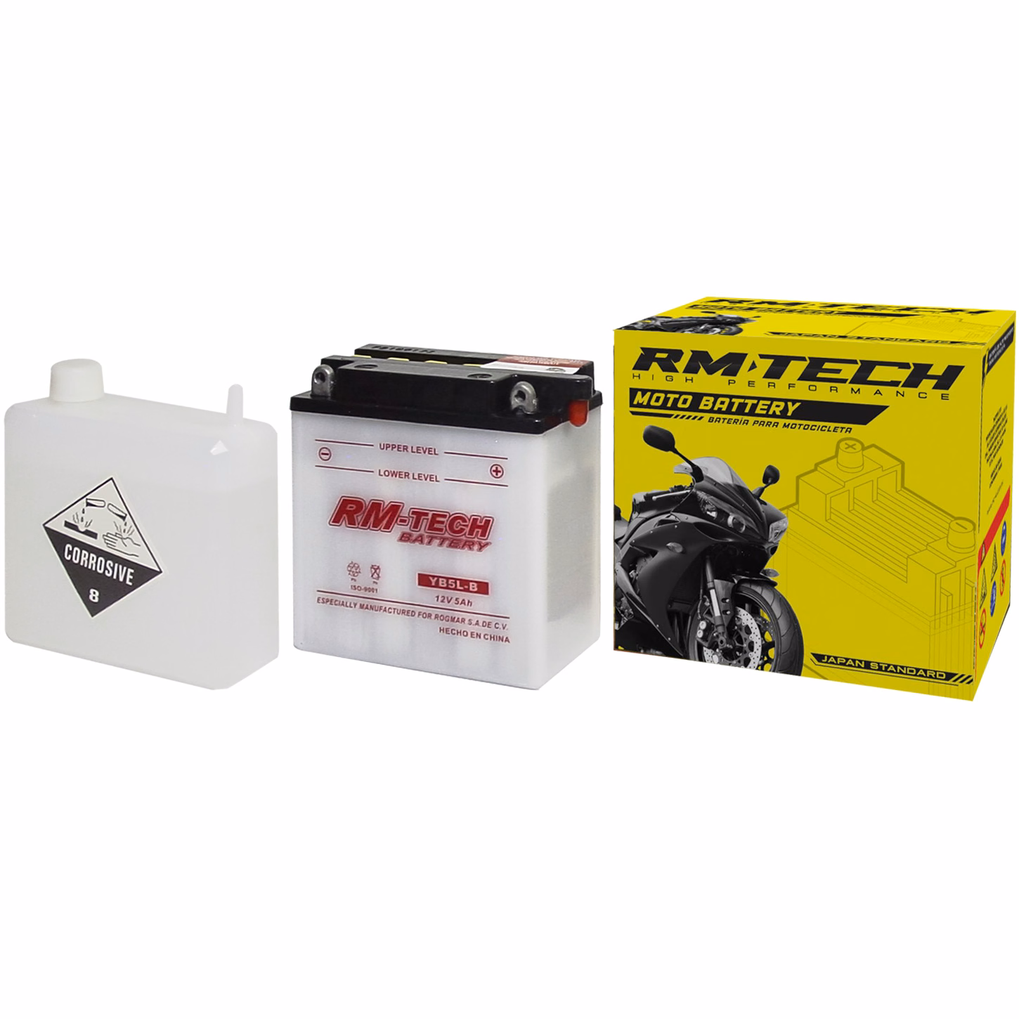 BATERIA RMTECH YB5L-B C/ ACIDO ( 120L / 60W / 130H )