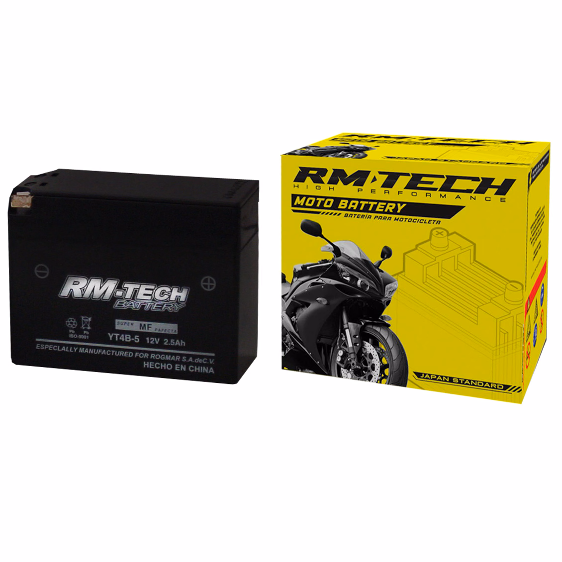 BATERIA RMTECH YT4B-5 (GEL) ( 110L / 35W / 85H )