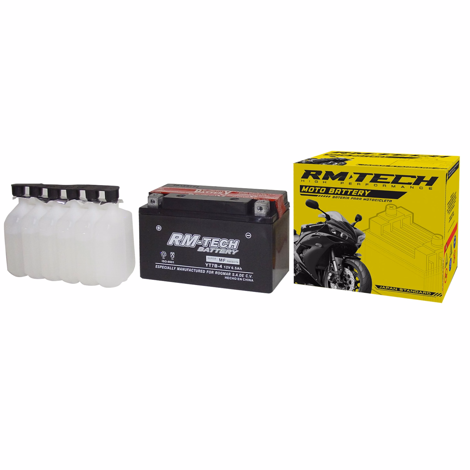 BATERIA RMTECH YT7B-4 C/ ACIDO ( 150L / 65W / 93H )