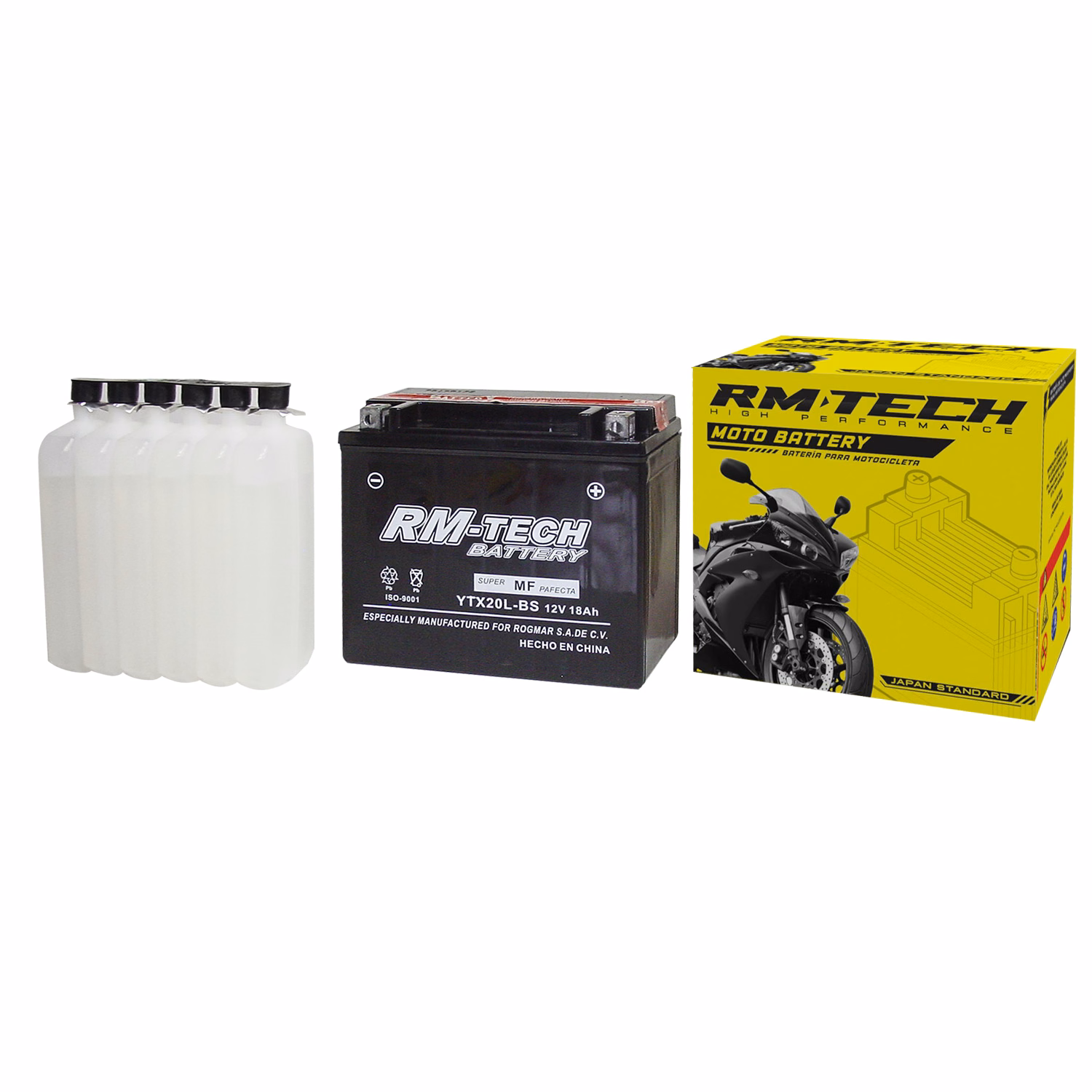 BATERIA RMTECH YTX20L-BS C/ ACIDO ( 175L / 87W / 155H )