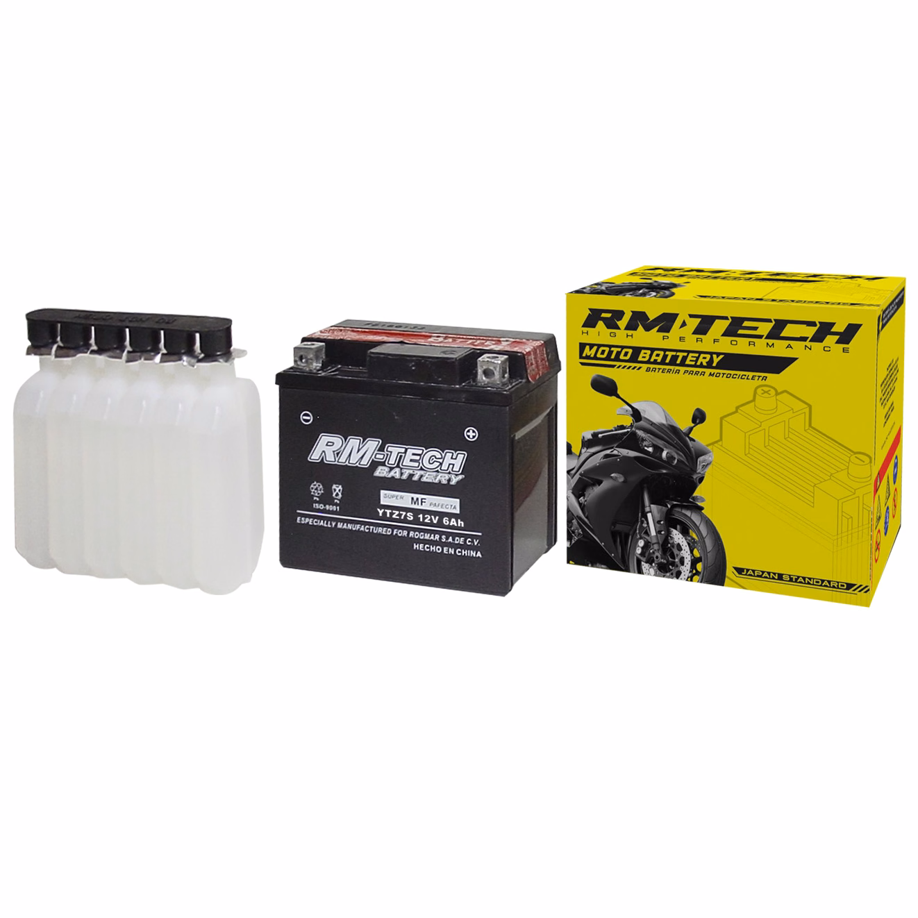 BATERIA RMTECH YTZ7S C/ ACIDO ( 113L / 70W / 105H )