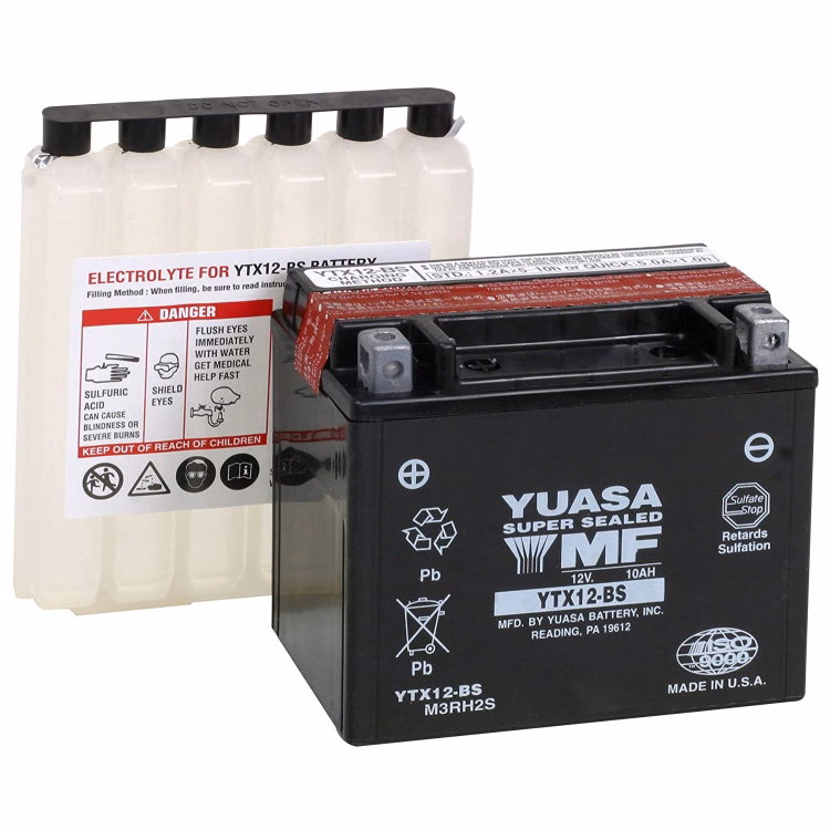 BATERIA YUASA YTX12-BS C/ ACIDO ( 150L / 87W / 130H )