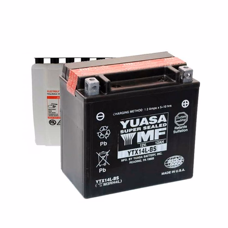 BATERIA YUASA YTX14L-BS C/ ACIDO POLO INVERTIDO ( 150L / 87W / 145H )