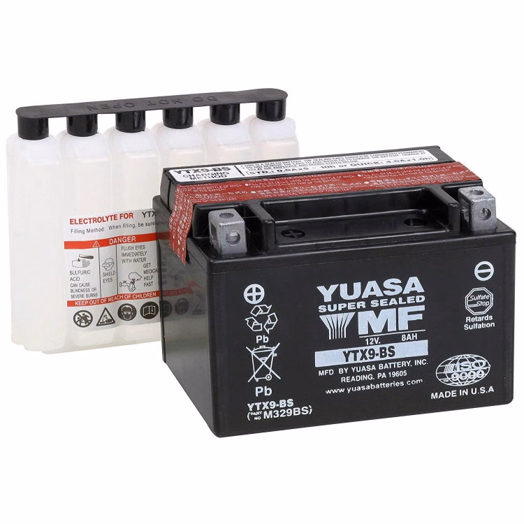BATERIA YUASA YTX9-BS C/ ACIDO ( 150L / 87W / 105H )