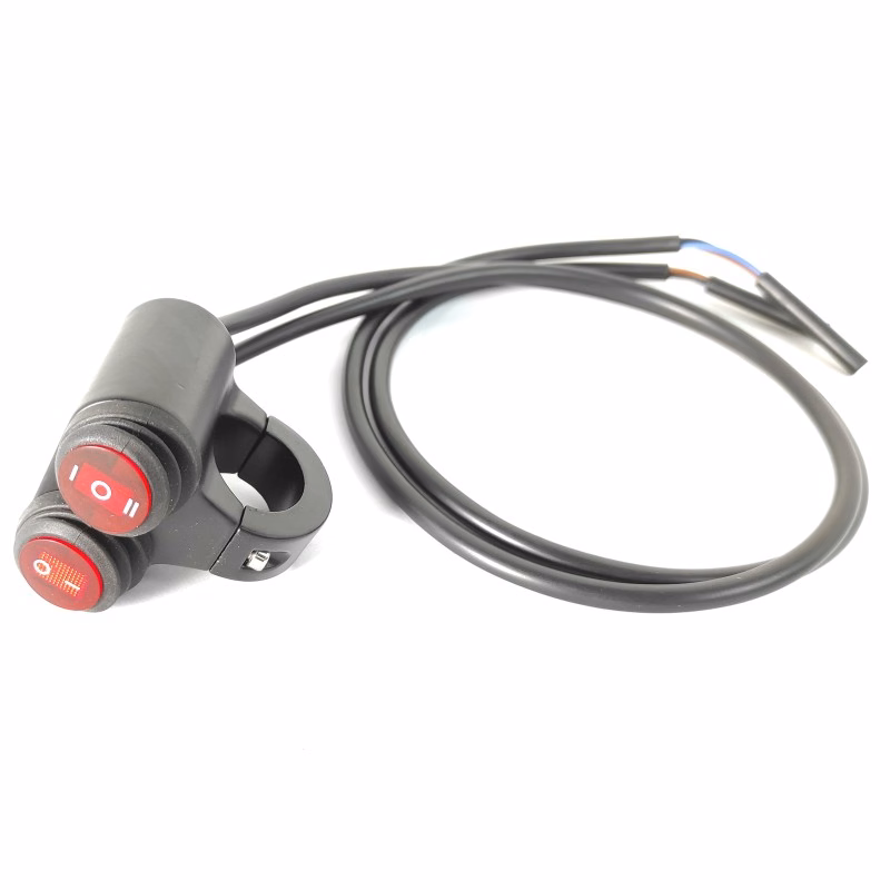 INTERRUPTOR DOBLE LUCES FAROS ALUMINIO 12V 21MM-25MM (CON LUZ) (CONTRA EL AGUA) 101481