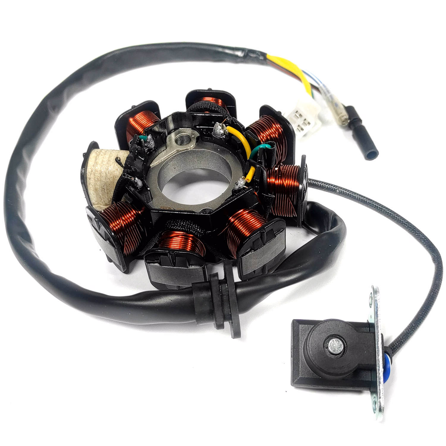 ESTATOR COMPLETO 12V P/ CS-125, P/ WS-150, P/ WS-175, P/ DS-125, P/ DS-150, P/ VITALIA 150, P/ MODERNA 150/175, P/ WS-150 SPORT, P/ X-125, P/ X150G  (8 BOBINAS)