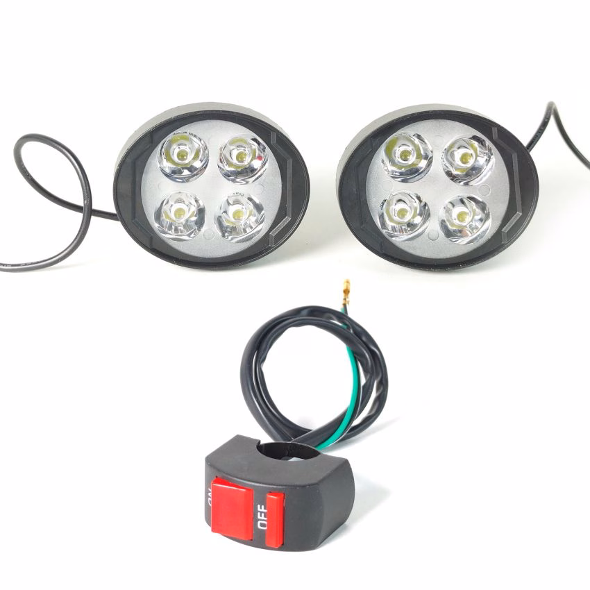 FARO AUXILIAR 4 LEDS CD 12V 8W 1000LM SG-080 CON INTERRUPTOR 12V (JUEGO)