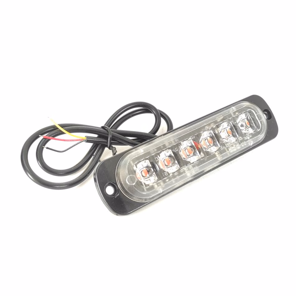 LUZ ESTROBOSCOPICA 6 LEDS 12.06CM (4.75") LUZ AMBAR 18W 10-30V