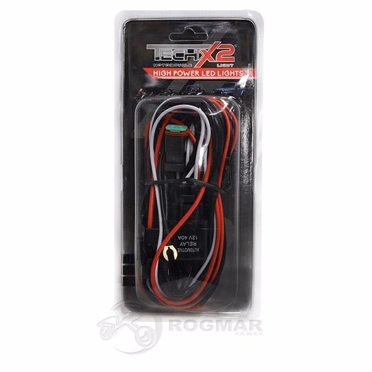 CABLES PARA 2 FAROS TECHX2 12V CD CON SISTEMA DE ESTROBO, FUSIBLE E INTERRUPTOR LUCES (JUEGO)