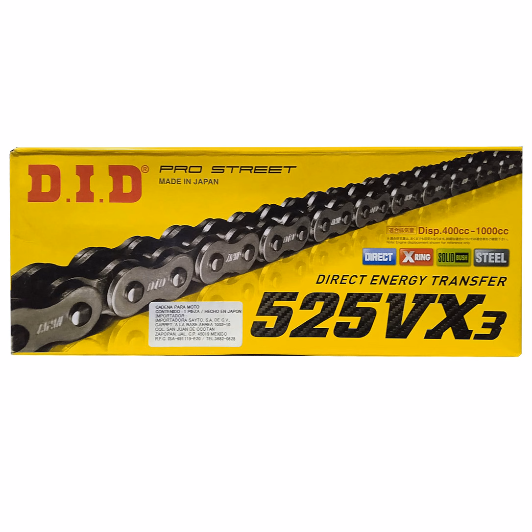 CADENA D.I.D. JAPÓN 525VX-130 (X-RING)