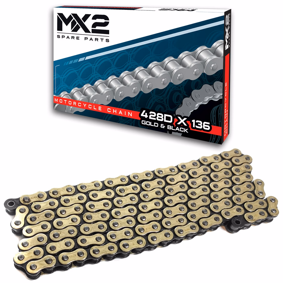 CADENA MX2 428D X 136 GOLD&BLACK (PRECIO POR PIEZA) (EN LA COMPRA DE 1 A 24 PIEZAS)