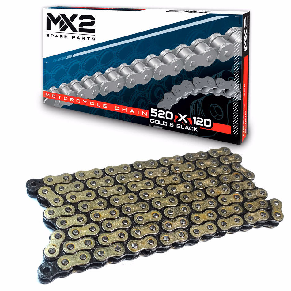 CADENA MX2 520 X 120 GOLD&BLACK (PRECIO POR PIEZA) (EN LA COMPRA DE 1 A 9 PIEZAS)