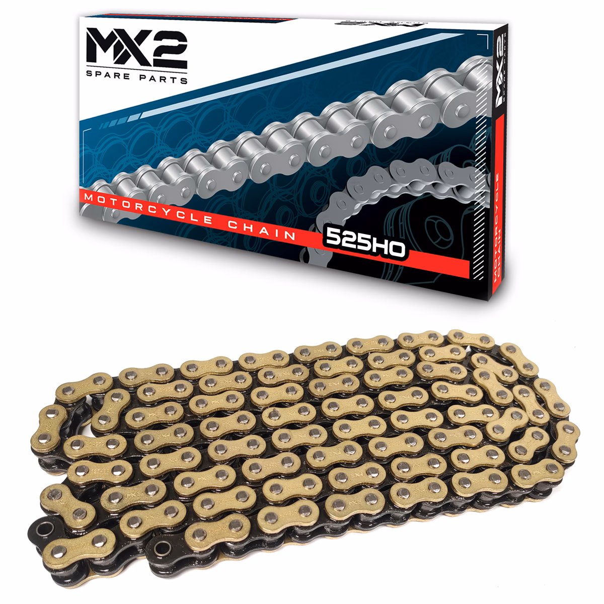 CADENA MX2 525HO X 130L O-RING GOLD&BLACK (PRECIO POR PIEZA) (EN LA COMPRA DE 1 A 9 PIEZAS)