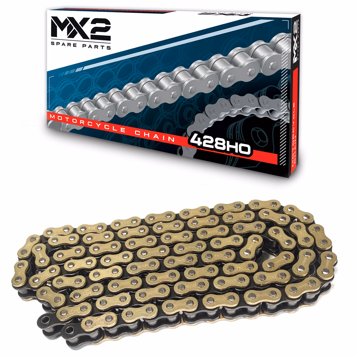 CADENA MX2 428HO X 136L O-RING GOLD AND BLACK (PRECIO POR PIEZA) (EN LA COMPRA DE 1 A 19 PIEZAS)