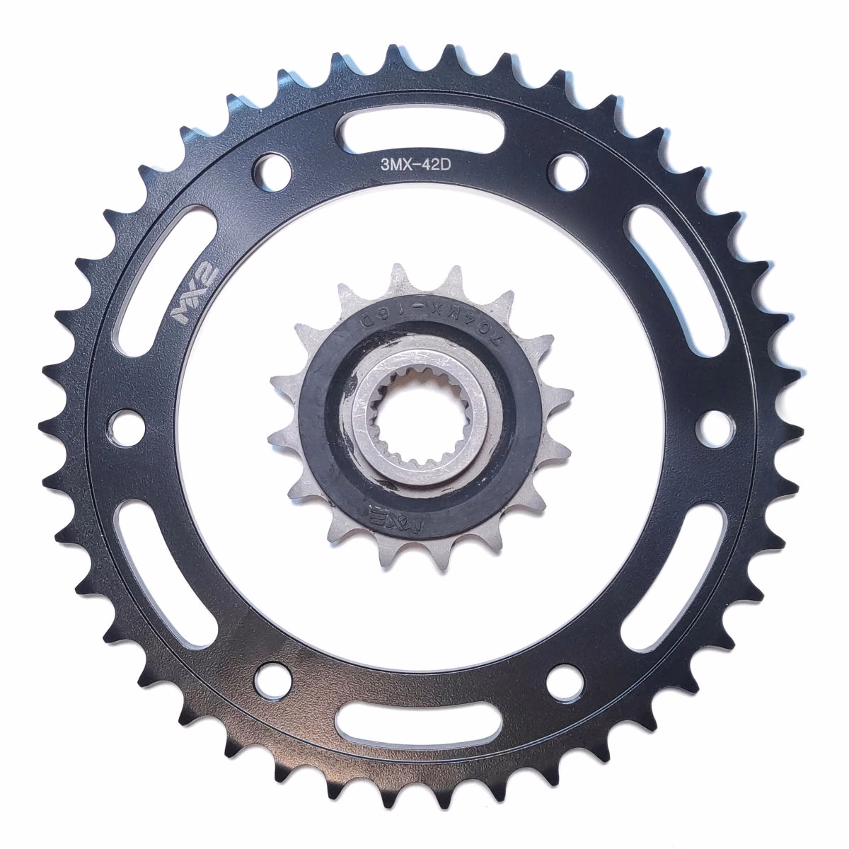 JUEGO DE ENGRANES MX2 P/ BMW F800 GS '08-'18, P/ F700 GS '13-'18, P/ F650 GS '08-'12 (42/16D) (MX3/MX704RB) 10.5mm