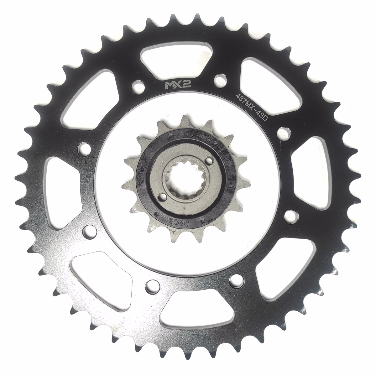 JUEGO DE ENGRANES MX2 P/ KLR-650 '90-'18 (43/15D, 520) (MX511RB/MX487)